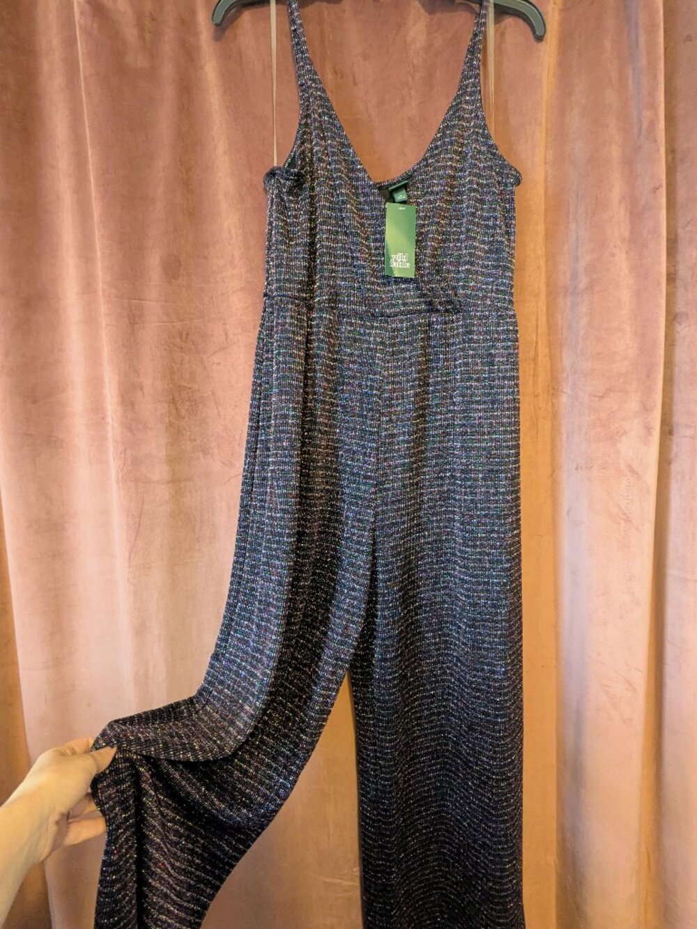 NWT - Wild Fable Multicolored Glittery Black Jumpsuit